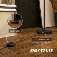 HOMCOM Floor Lamp for Living Room, Modern Standing Lamp with Double Layer Shade & Foot Switch, Minimalist Tall Pole Lampshade for Bedroom, Office, Black(m-5)