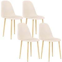 HOMCOM Modern Dining Chairs Set of 4, Kitchen Chairs with Backrest and Steel Legs for Dining Room, Living Room, Khaki(m-10)