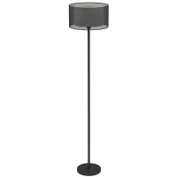 HOMCOM Floor Lamp for Living Room, Modern Standing Lamp with Double Layer Shade & Foot Switch, Minimalist Tall Pole Lampshade for Bedroom, Office, Black(m-11)