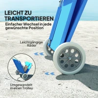 Outsunny Sonnenliege klappbar Gartenliege mit Kopfkissen Dach, Rolle Liegestuhl mit verstellbare Rückenlehne Blau(m-6)
