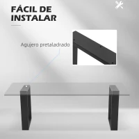 HOMCOM Conjunto de 2 Patas para Mesa Patas de Diseño Rectangular con Tornillos Incluidos para Mesa DIY 70x41 cm Negro(m-4)