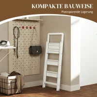 HOMCOM Składana Drabinka 3-stopniowa, Aluminium, Antypoślizgowa, Biała(m-6)