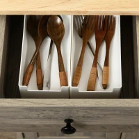 HOMCOM Sideboard with Rubber Wood Top, Modern Storage Cabinet, Kitchen Cupboard with 3 Doors, 3 Drawers and 3 Adjustable Shelves for Dining Room, Living Room, Grey Wood-Effect(m-9)