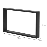 HOMCOM Conjunto de 2 Pés para Mesa de Aço 70x8x41 cm Pernas Quadradas de Mesa para Móveis de Bricolage Preto(m-3)