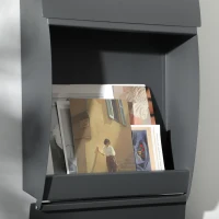 HOMCOM Briefkasten mit Schloss, verzinkter Stahl, 30 cm langer Postschlitz, Grau(m-8)