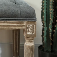 HOMCOM Polsterbank, Sitzbank, Bettbank mit Leinenoptik, Schminkbank für Flur, Diele, Schlafzimmer, Gummiholz, Grau, 81 x 41 x 41 cm(m-9)