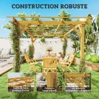 Outsunny Pergola de jardin extérieur 3 x 4 m pergola en bois pour plantes grimpantes, bois naturel(m-6)