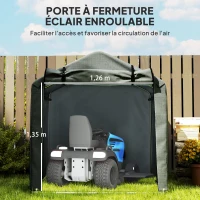 Outsunny Abri de jardin 2 x 1,6 x 1,65 m abri vélo extérieur cadre en métal galvanisé, imperméable résistant aux UV, gris foncé(m-6)