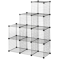 HOMCOM Étagère cube modulable DIY avec 9 compartiments en treillis métallique pour salon, chambre à coucher, noir