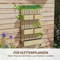 Outsunny Hochbeet Holz, verstellbar Pflanzbeet mit Rankgitter Frühbeet Gartenbeet 60x16x100cm Naturholz(m-4)