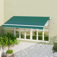 Outsunny Awning Replacement Canopy, Water Resistant UPF 50+ Sun Shade Cover for 3 x 2.5 m Garden Awning (Fabric Only), Green(m-3)