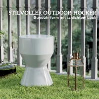 Outsunny Sitzhocker aus Keramik 120kg belastbar Ø33 x 45,5 cm Wetterfest Garten Hocker in Sanduhrform Hellgrau(m-4)