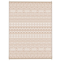 Outsunny Tapis d'extérieur réversible 3,7 x 2,7 m, tapis de sol motif mur géométrique en PP sac de transport kaki et beige clair