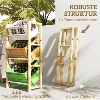 Outsunny Regał na 3 Skrzynki z Napojami, Drewniany Stojak z 3 Poziomami 56 x 32 x 112 cm, Drewno Naturalne(m-6)