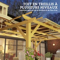 Outsunny Pergola de jardin extérieur 3 x 4 m pergola en bois pour plantes grimpantes, bois naturel(m-5)