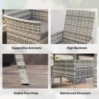 Outsunny Seven-Piece Rattan Dining Set - Mixed-Grey(m-7)