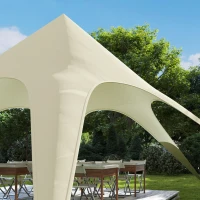 Outsunny Tente de jardin XXL en étoile bâche anti-pluie voile d'ombrage 10 x 10 x 4 m polyester haute densité 210D beige(m-7)