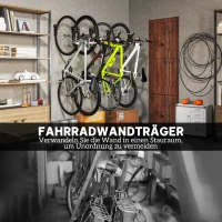 SPORTNOW 4er Set Fahrrad Wandhalterung Vertikal mit 30 kg Tragkraft klappbar für 4 Fahrräder Schwarz(m-6)