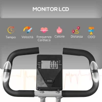 SPORTNOW Cyclette Pieghevole Magnetica a 8 Livelli con Display LCD, Rotelle e Sellino Regolabile, Grigio e Nero(m-4)