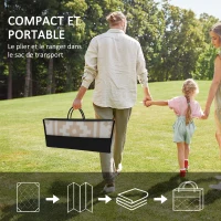 Outsunny Tapis d'extérieur réversible 3,7 x 2,7 m, tapis de sol motif mur géométrique en PP sac de transport kaki et beige clair(m-4)