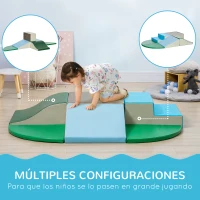 HOMCOM Juego de 6 Bloques de Espuma para Niños de 12-36 Meses Juguete Educativo de Construcción 150x100x24 cm Multicolor(m-6)