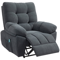 HOMCOM Fauteuil de massage fauteuil relax électrique avec vibration chauffage, inclination manuelle, télécommande inclus, gris