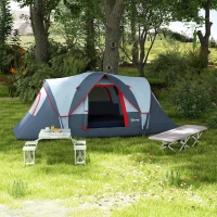 Outsunny Campingtisch Klapptisch mit 4 Stühle Klappbarer Gartentisch aus Aluminium 85,5 x 135cm Grau(m-9)
