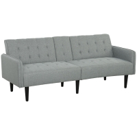 HOMCOM Three-Seater Sofa Bed, with Cupholders - Light Grey