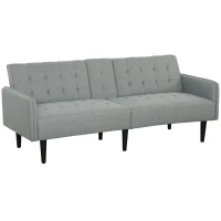 HOMCOM Three-Seater Sofa Bed, with Cupholders - Light Grey(m-1)