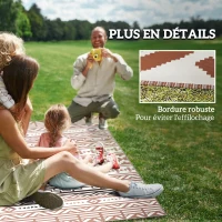 Outsunny Tapis d'extérieur réversible 1,8 x 2,7 m, tapis de sol au motif mur géométrique en PP sac de transport rouge et blanc(m-8)