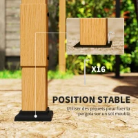 Outsunny Pergola extérieure 4 x 3 m avec toit rétractable et cadre en aluminium effet bois(m-7)