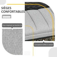 HOMCOM Banc design moderne, assise rembourrée en tissu aspect lin gris et structure en métal noir, charge 200 Kg, 120x44x45,5cm(m-5)