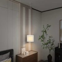 HOMCOM Linen Pendant Light, Modern Wave Ceiling Light Shade, E27 Lampshade for Living Room, Bedroom, Kitchen, Hallway, White(m-2)