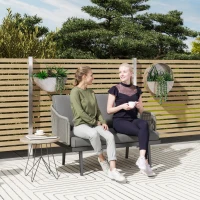 Outsunny Canapé de jardin 2 places avec coussins en résine tressée, canapé d'extérieur cadre en acier 110 x 70 x 72 cm gris foncé(m-2)
