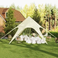 Outsunny Tente de jardin XXL en étoile bâche anti-pluie voile d'ombrage 10 x 10 x 4 m polyester haute densité 210D beige(m-2)