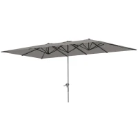 Outsunny Podwójny parasol, 451 x 264 cm Parasol z systemem korbkowym, 12 metalowych prętów, Maszt aluminiowy, Ciemnoszary(m-9)