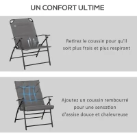 Outsunny Chaise de camping chaise de pêche pliante et portable, dossier haut, coussin rembourré et amovible 65 x 65 x 94 cm, gris(m-6)
