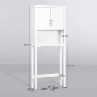 kleankin Mueble sobre Inodoro Armario Alto para Lavadora con 2 Puertas Balda Ajustable y 1 Estante 71x20,5x165 cm Blanco(m-3)