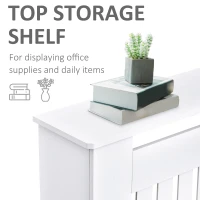 HOMCOM Slatted Radiator Cover Painted Cabinet MDF Lined Grill in White (152L x 19W x 81H cm)(m-5)