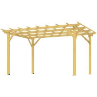 Outsunny Pergola de jardin extérieur 3 x 4 m pergola en bois pour plantes grimpantes, bois naturel