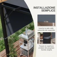 Outsunny Copertura per Gazebo Pergola 3x3 m in Poliestere con Tasche e Cinghie, 488x122 cm, Grigio Carbone(m-6)