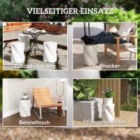 Outsunny Sitzhocker aus Keramik in Spiralform 120kg belastbar Ø33 x 45 cm Wetterfest Garten Hocker mit Deckel Weiß(m-7)