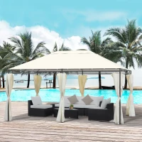 Outsunny Foisor dreptunghiular cu cadru din Metal Robust, Crem, 4x3m(m-2)