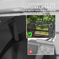 Outsunny Épandeur à compost 75 L épandeur de gazon avec poignée en T rouleau en treillis métallique 70 x 40 x 112 cm noir(m-5)