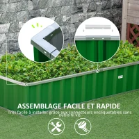 Outsunny Carré potager de jardin modulable, montage sans outils, gants fournis 174 x 90 x 30 cm acier galvanisé vert(m-5)