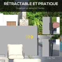 Outsunny Store latéral Brise-Vue paravent rétractable dim. 3L x 1,8H m alu. Polyester Anti-UV Haute densité 180 g/m² gris clair(m-5)