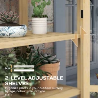 Outsunny Szklarnia z Półką, przezroczysta Obudowa, Okno dachowe, zamykane Drzwi, Akrylowa, Ramka z Drewna, 100x56,5x178 cm(m-5)