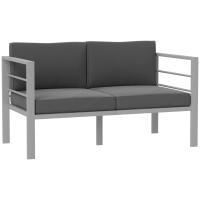 Outsunny Two-Seater Aluminium Garden Sofa - Grey