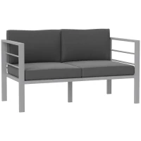 Outsunny Two-Seater Aluminium Garden Sofa - Grey(m-1)