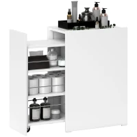 HOMCOM Mueble de Baño Estrecho con Cajón y Ruedas Organizador Independiente con 3 Compartimentos 47x30x66,5 cm Blanco(m-10)